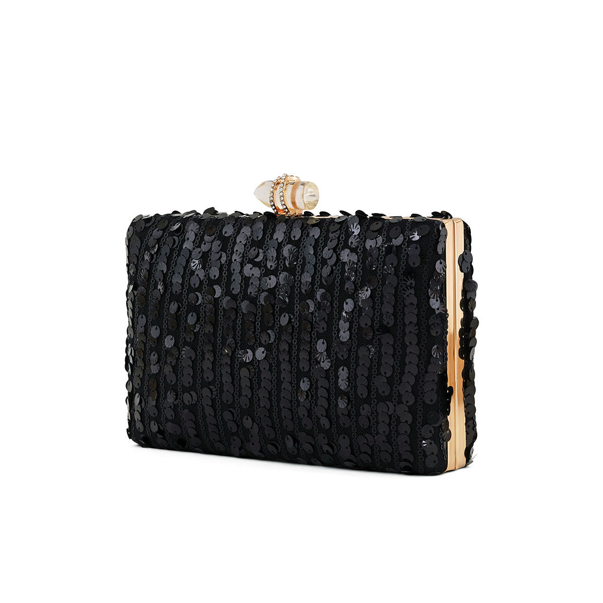 Designer Girls Black Sequin Purse With Beaded Strap -- New | Jakemart