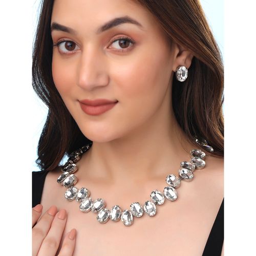 Yellow Chimes White Stone Necklace Set A5 Crystal