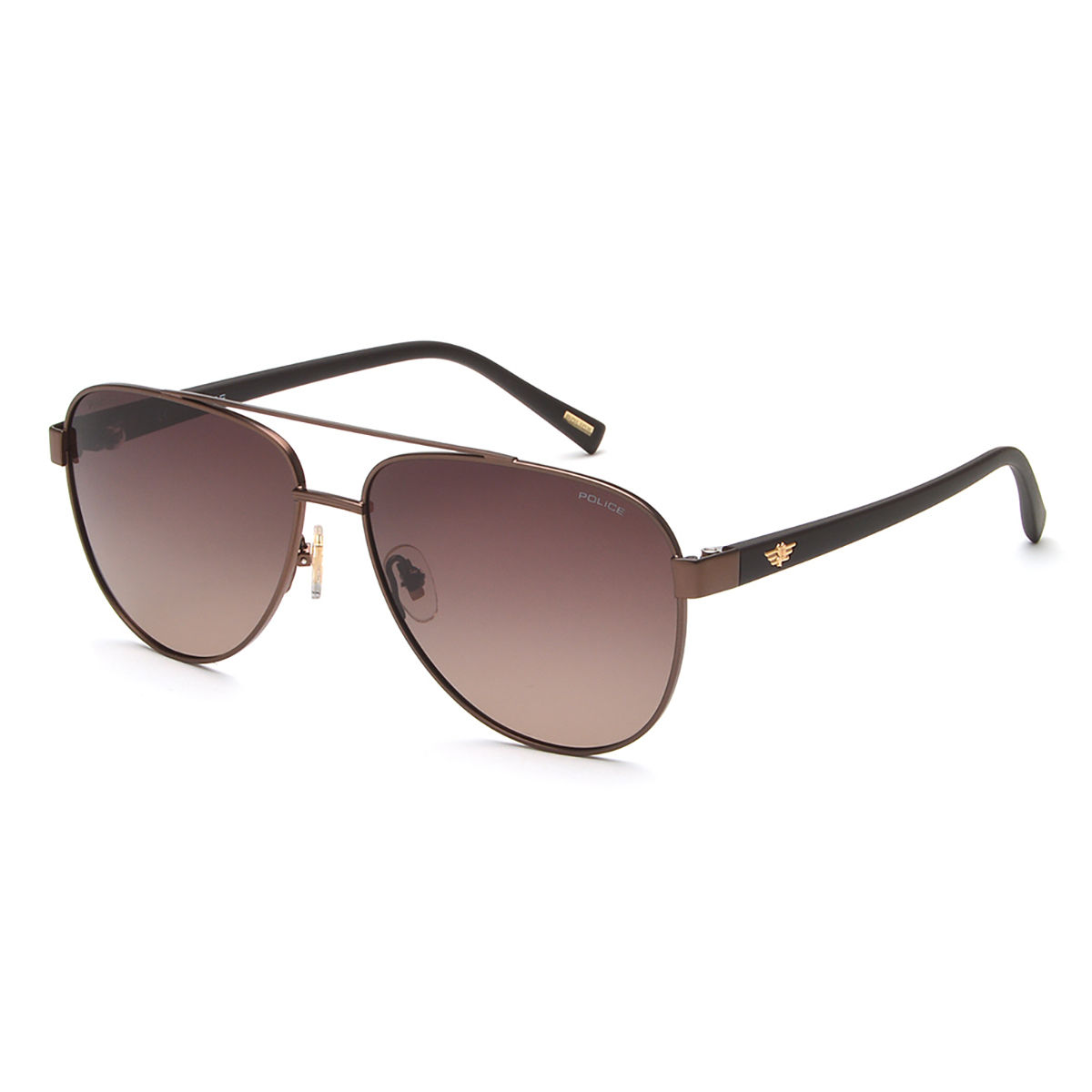 Buy Police Men Brown Metal Frame and Brown Colored Lens Sunglasses