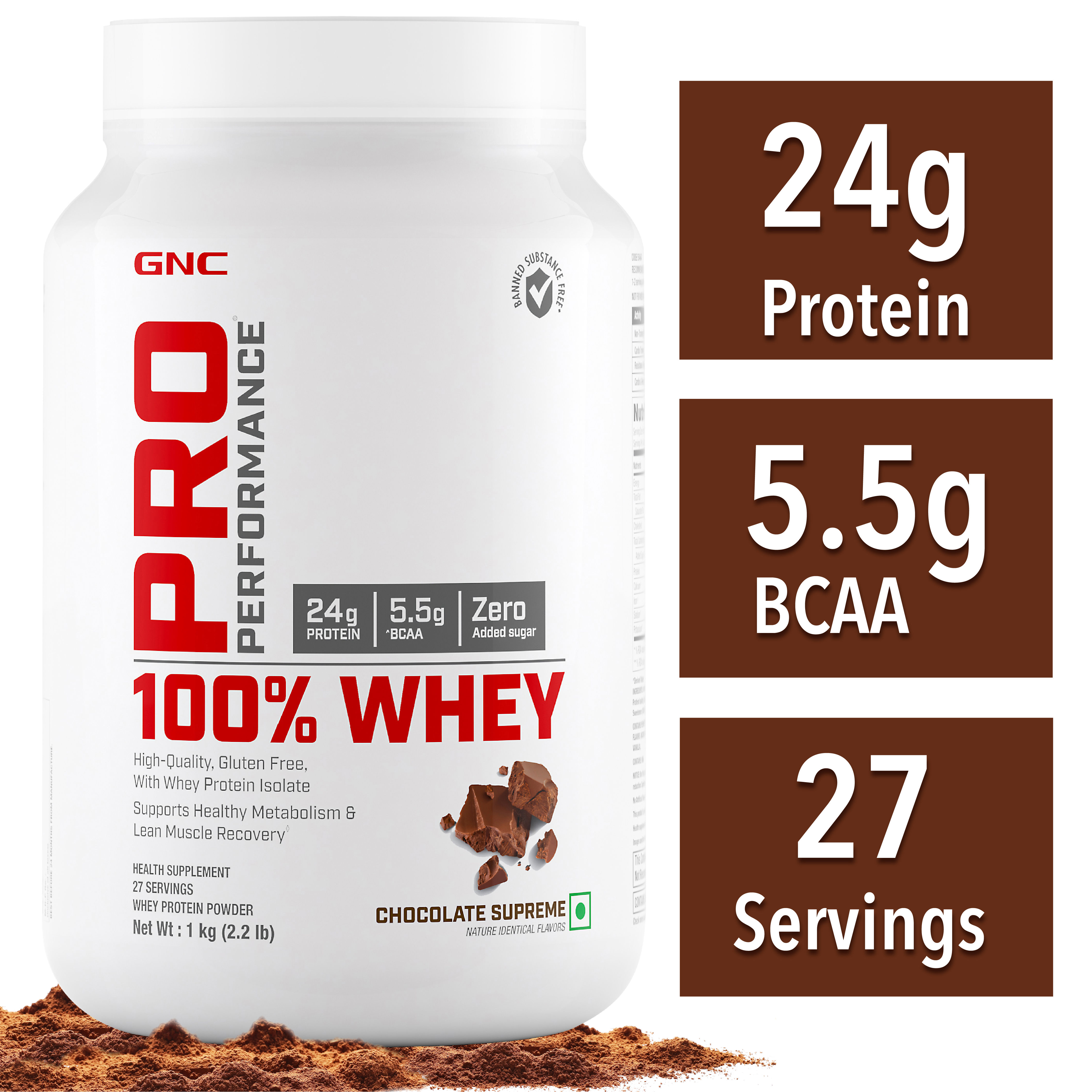 GNC Pro Performance 100% Whey Protein - 2.2 lbs (Chocolate Supreme)