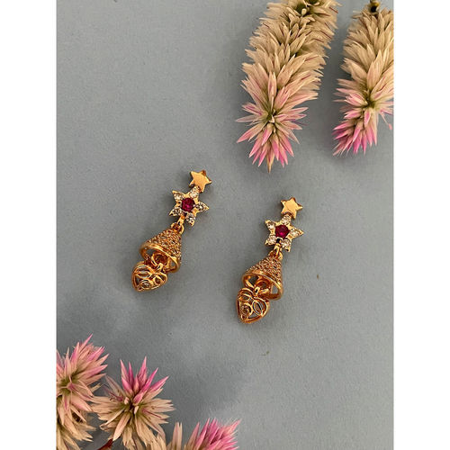 Buy Digital Dress Room Gold-Plated Cz Red Stone Bell Ad Drop Earrings for Women Online Buy Digital Dress Room Gold-Plated Cz Red Stone Bell Ad Drop Earrings for Women Online