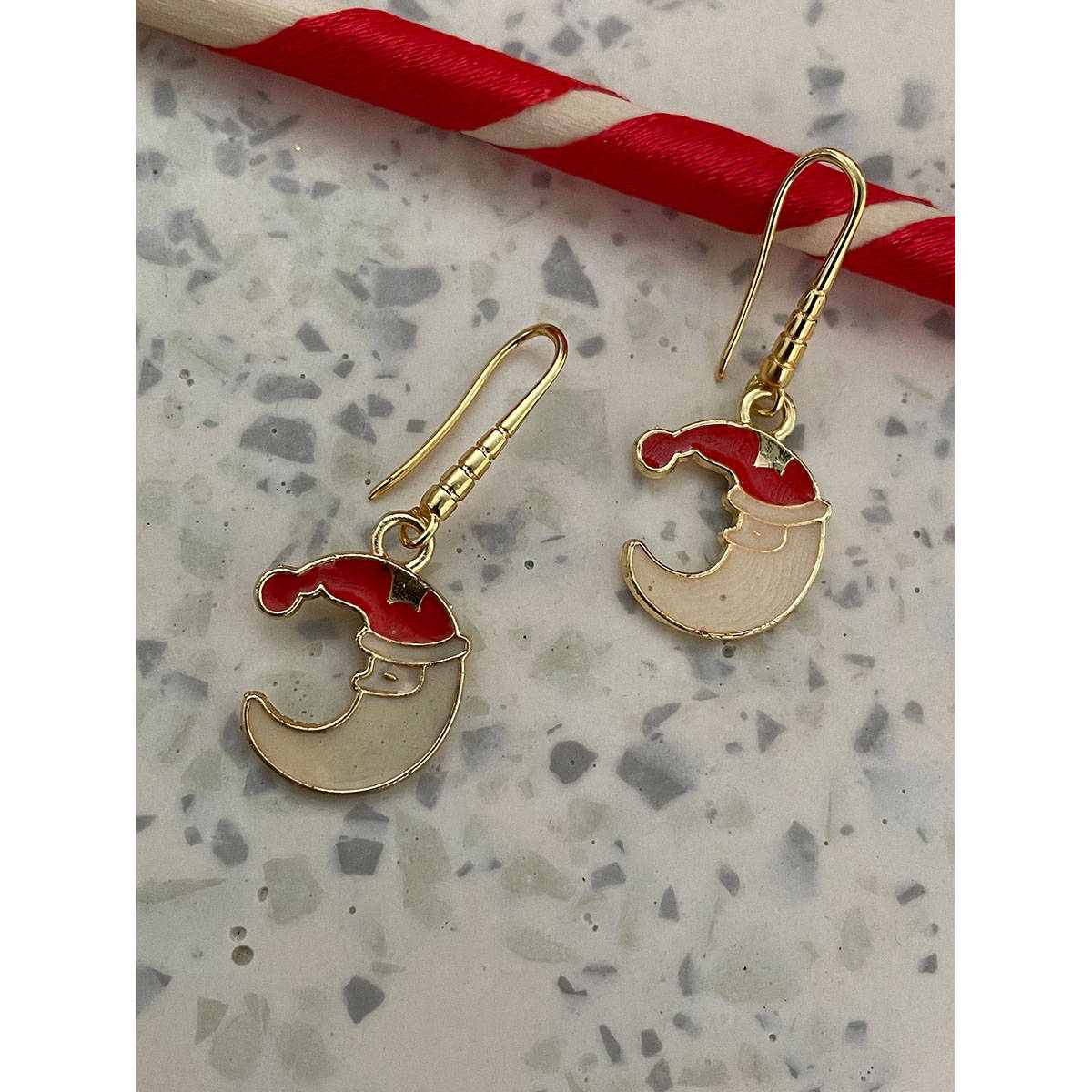 Digital Dress Room Santa Claus Moon Charm Earrings