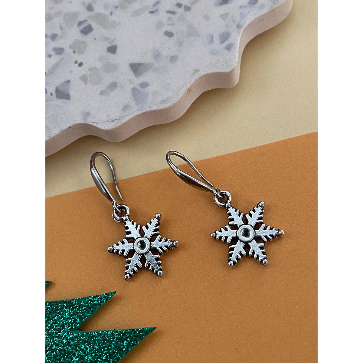 Digital Dress Room Christmas Snowflake Charm Earrings