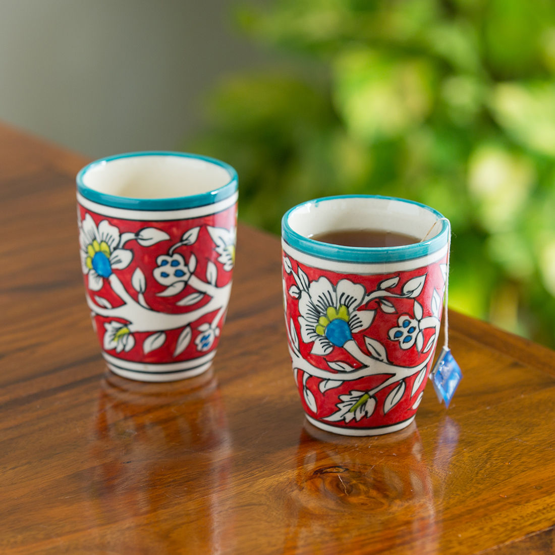 Buy ExclusiveLane Mughal Rims' Floral Handpainted Tea & Coffee Mugs In