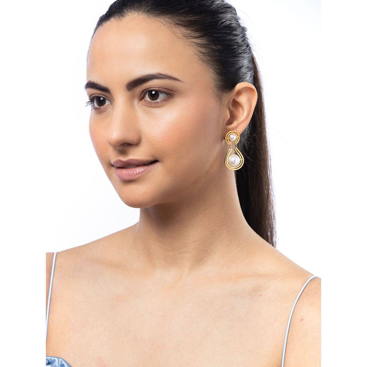 Sukkhi Stainless Steel Pearls Dangler Earring for Women
