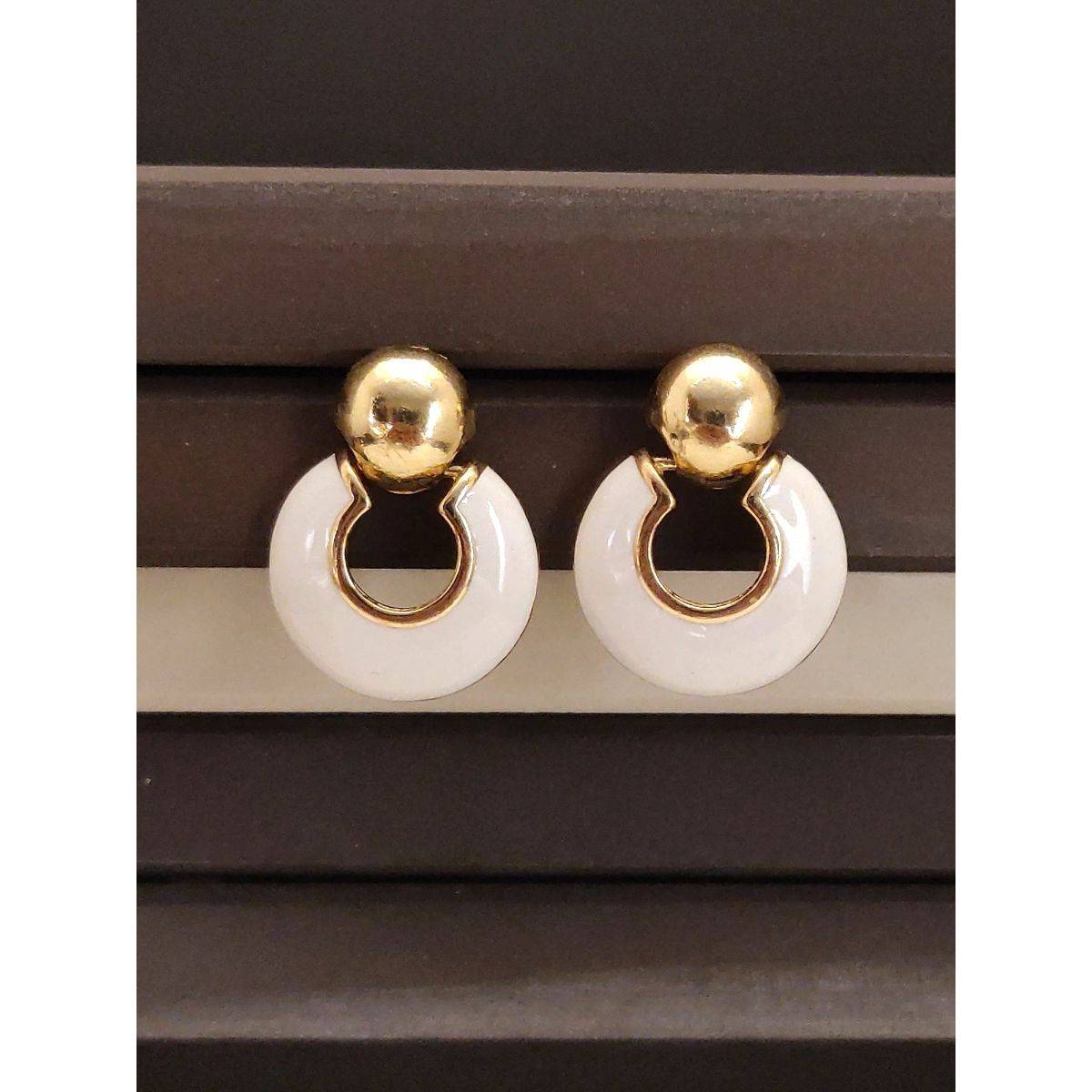 Abdesigns Elegant Gold Plated Drop Earrings White