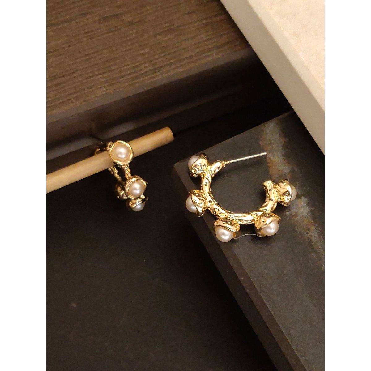 Abdesigns Elegant Gold Plated Half Hoops Earrings Gold
