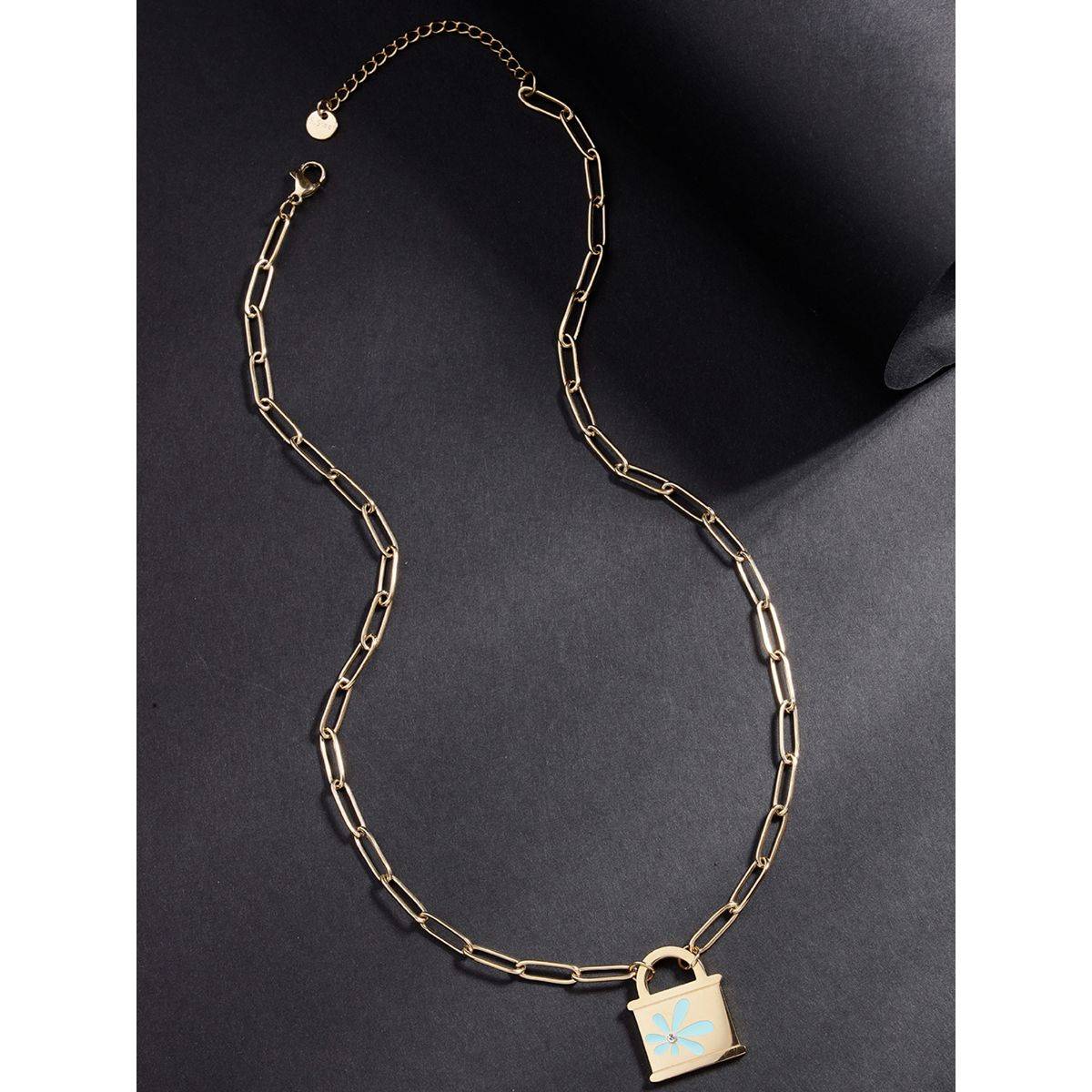 Buy Sukkhi Stainless Steel with Lock Pendant Chain Necklace for