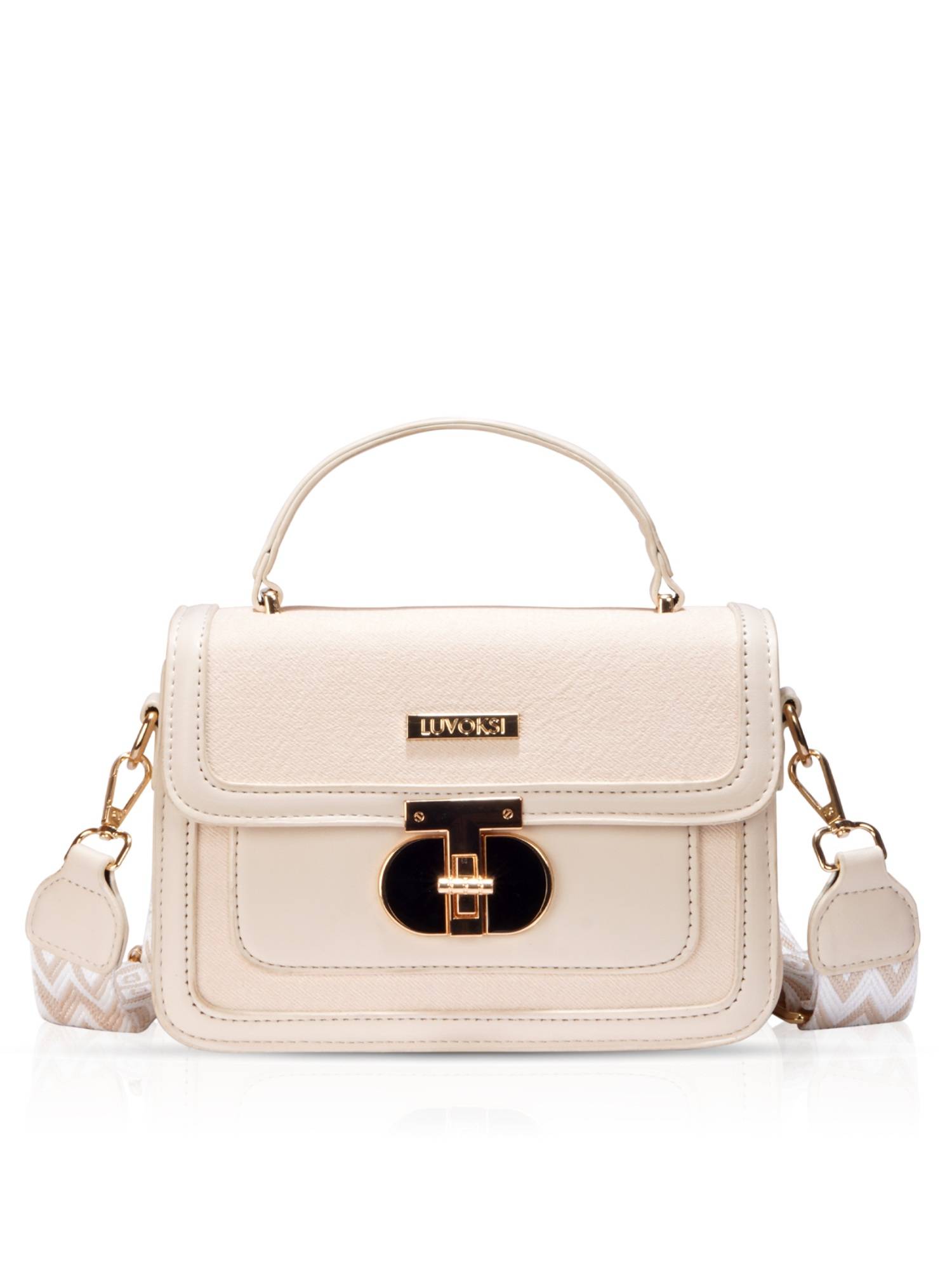 LUVOKSI Zivara Structured Dual-Tone Sling Bag-Beige (Regular)
