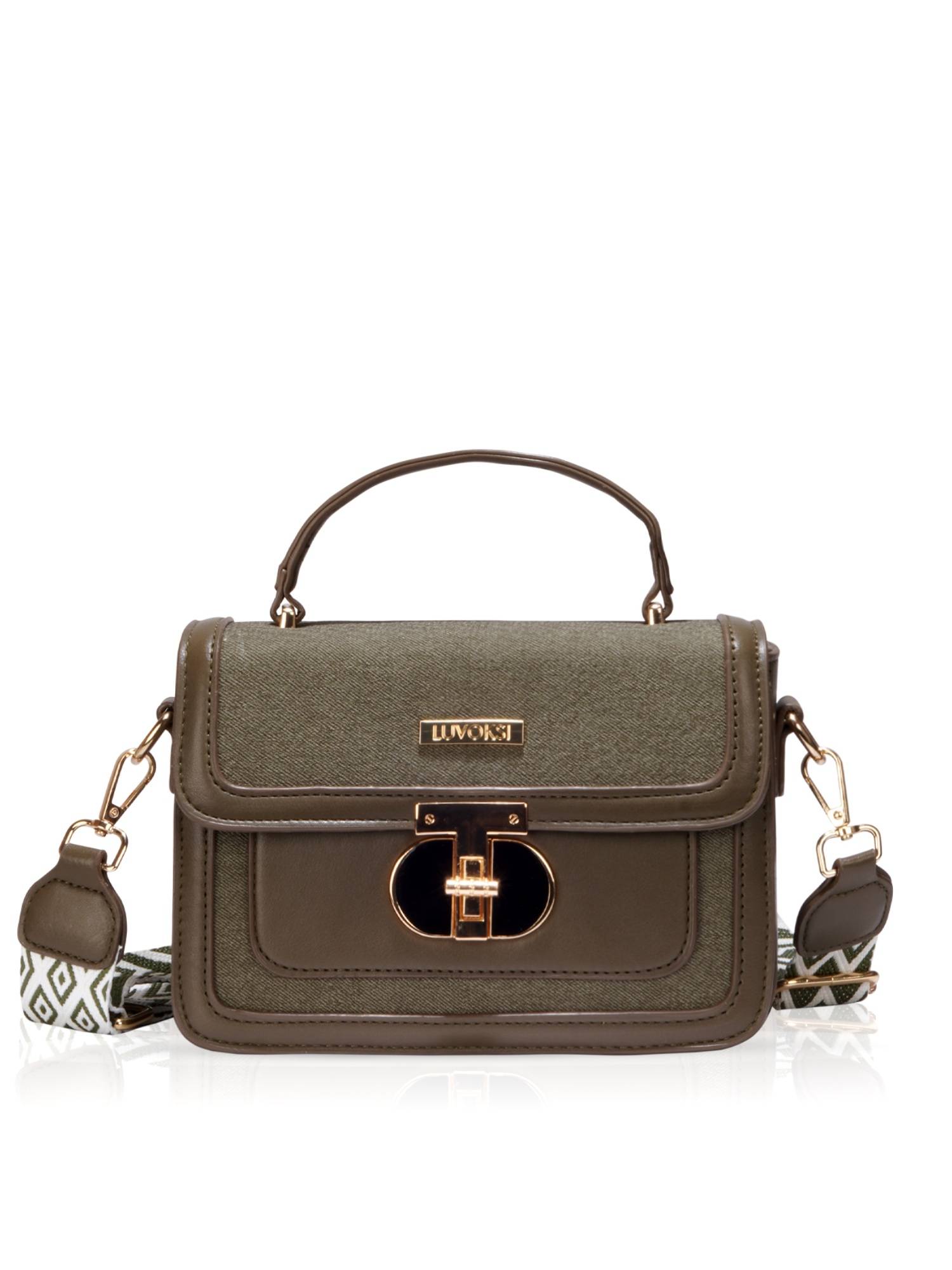 LUVOKSI Zivara Structured Dual-Tone Sling Bag-Olive (Regular)