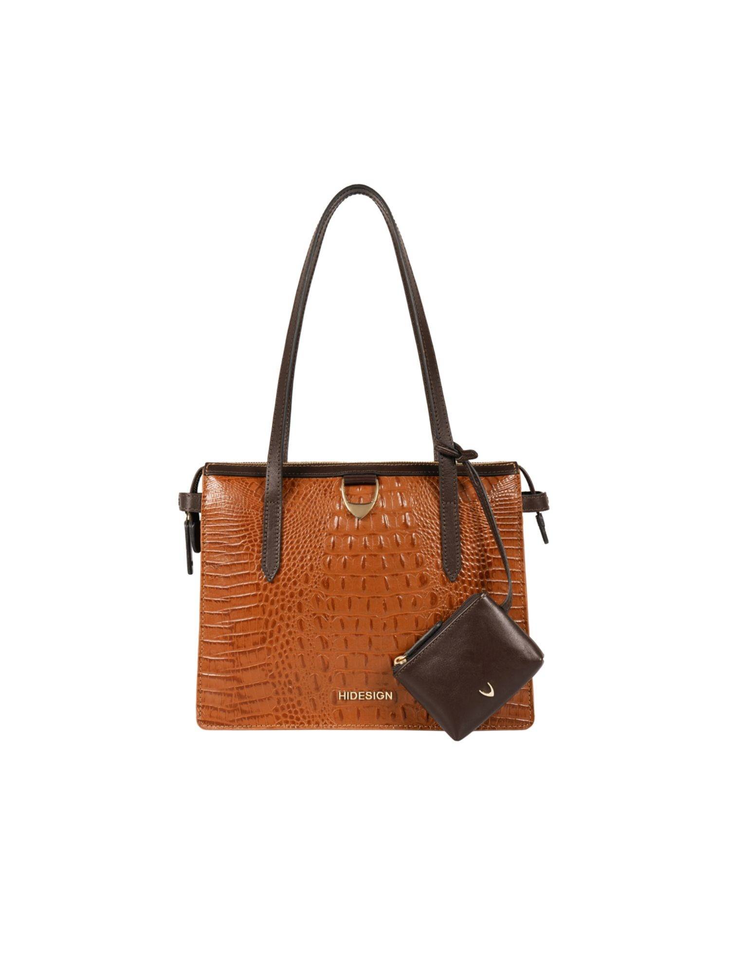 Hidesign Sabrina 01 Genuine Leather Women's Tan Shoulder Bag with Pouch and Detachable Strap