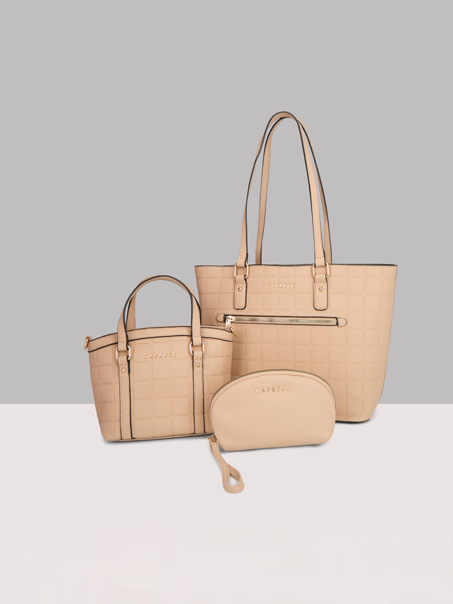 Buy Caprese Women Miya Beige 3-In-1Tote Bag with Sling Bag and
