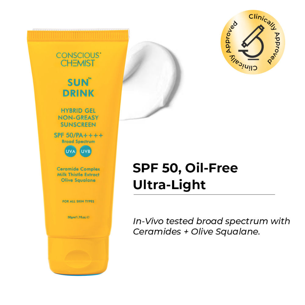 Conscious Chemist Sun Drink Ceramides Hybrid Gel Sunscreen SPF50 PA++++ With UVA/UVB & No White Cast
