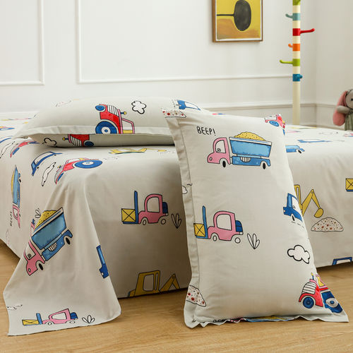 Story@Home Grey 180 TC Microfiber Kids Bedsheet with Pillow Covers (Queen)