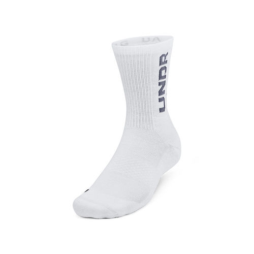 Under Armour Unisex White Mid-Crew Socks (Pack of 3) (M)