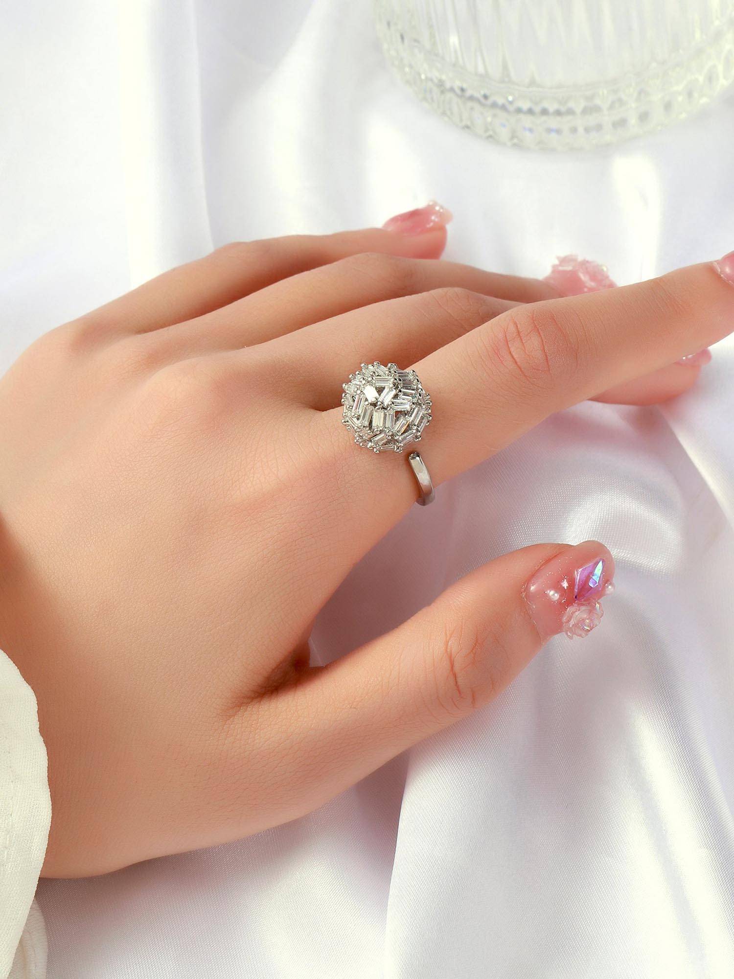 Salty Glitter Grace Adjustable Ring-Silver