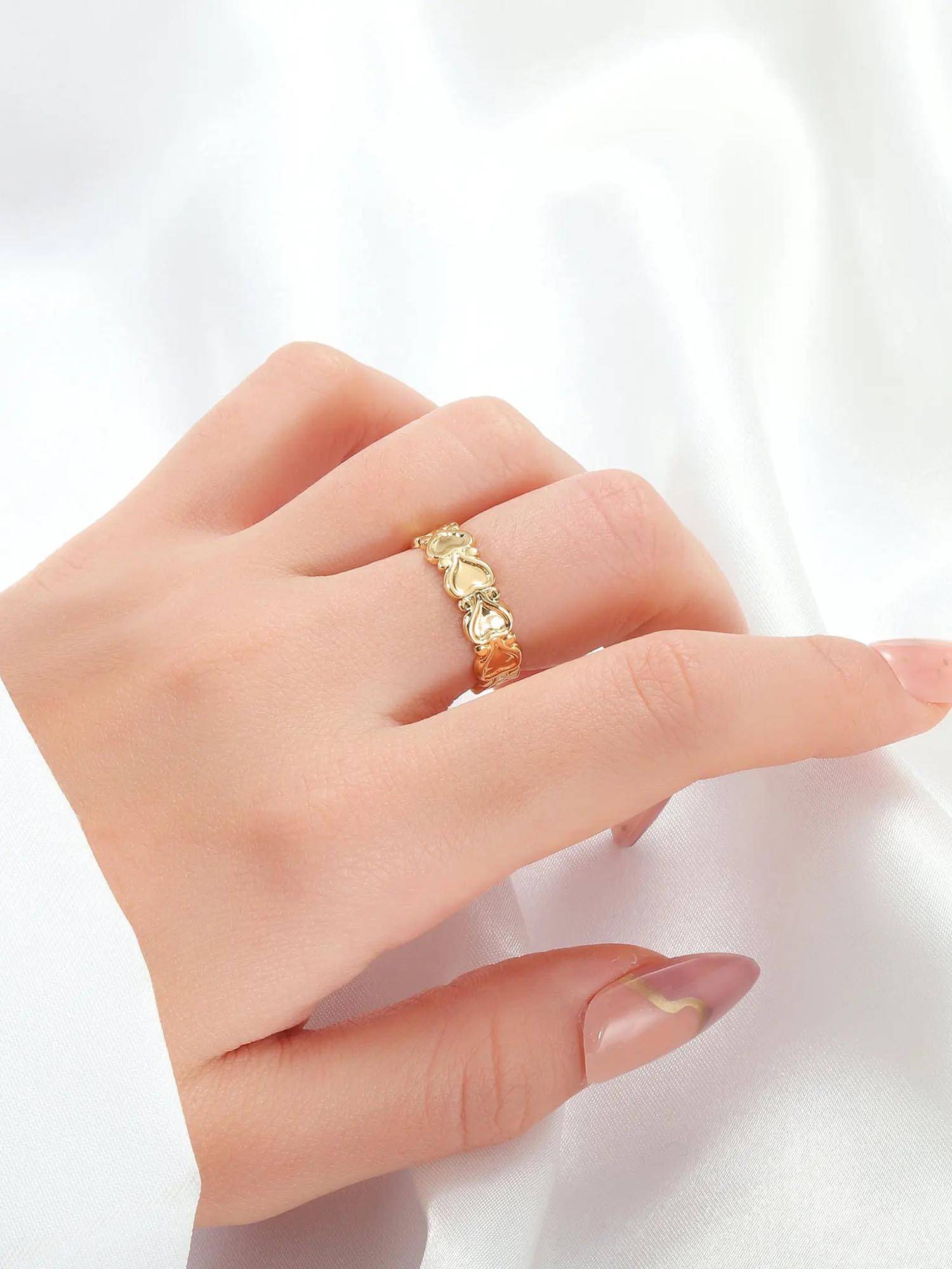 Salty Lovely Puffy Hearts Adjustable Ring