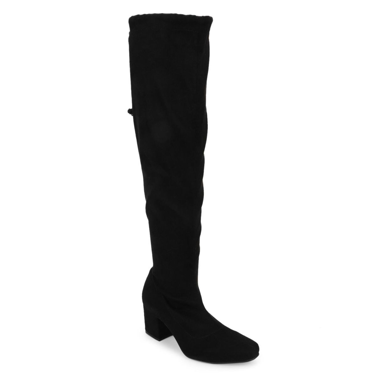 black mid heel boots