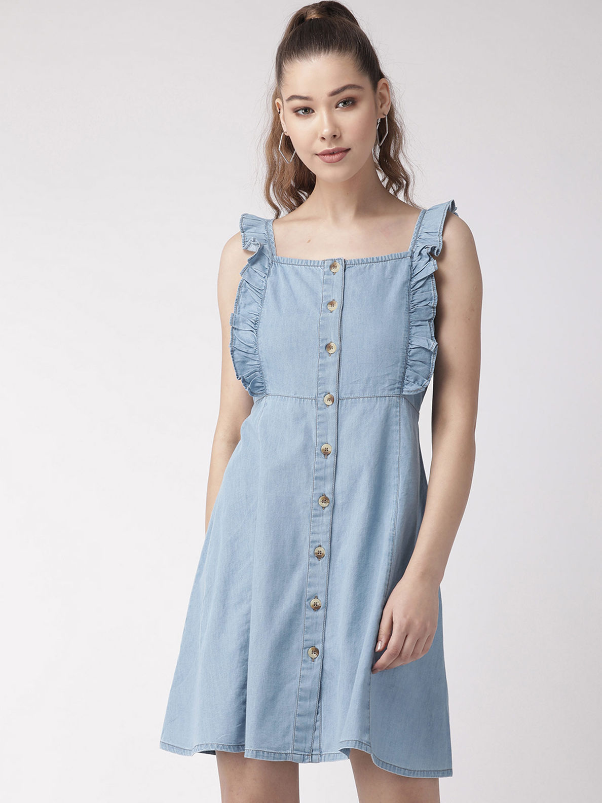 Forever 21 Denim Dress Outfit - Baubles to Bubbles