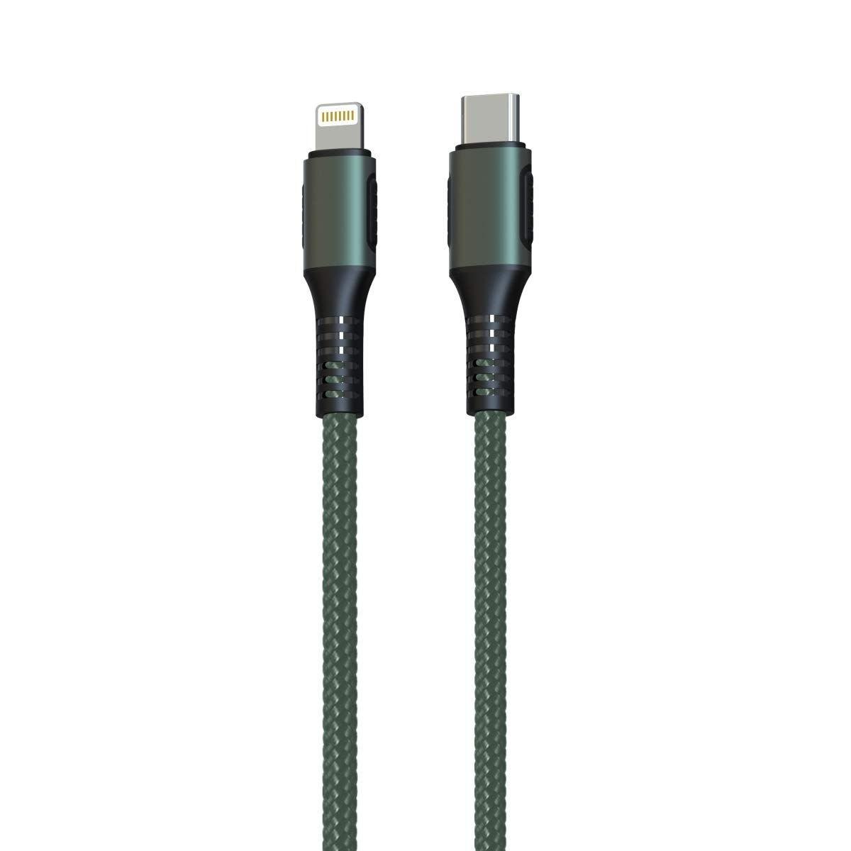 Portronics Konnect CL 18W POR-1067 Type-C to 8 Pin USB 1.2M Cable,3A Quick Charge Support - Green