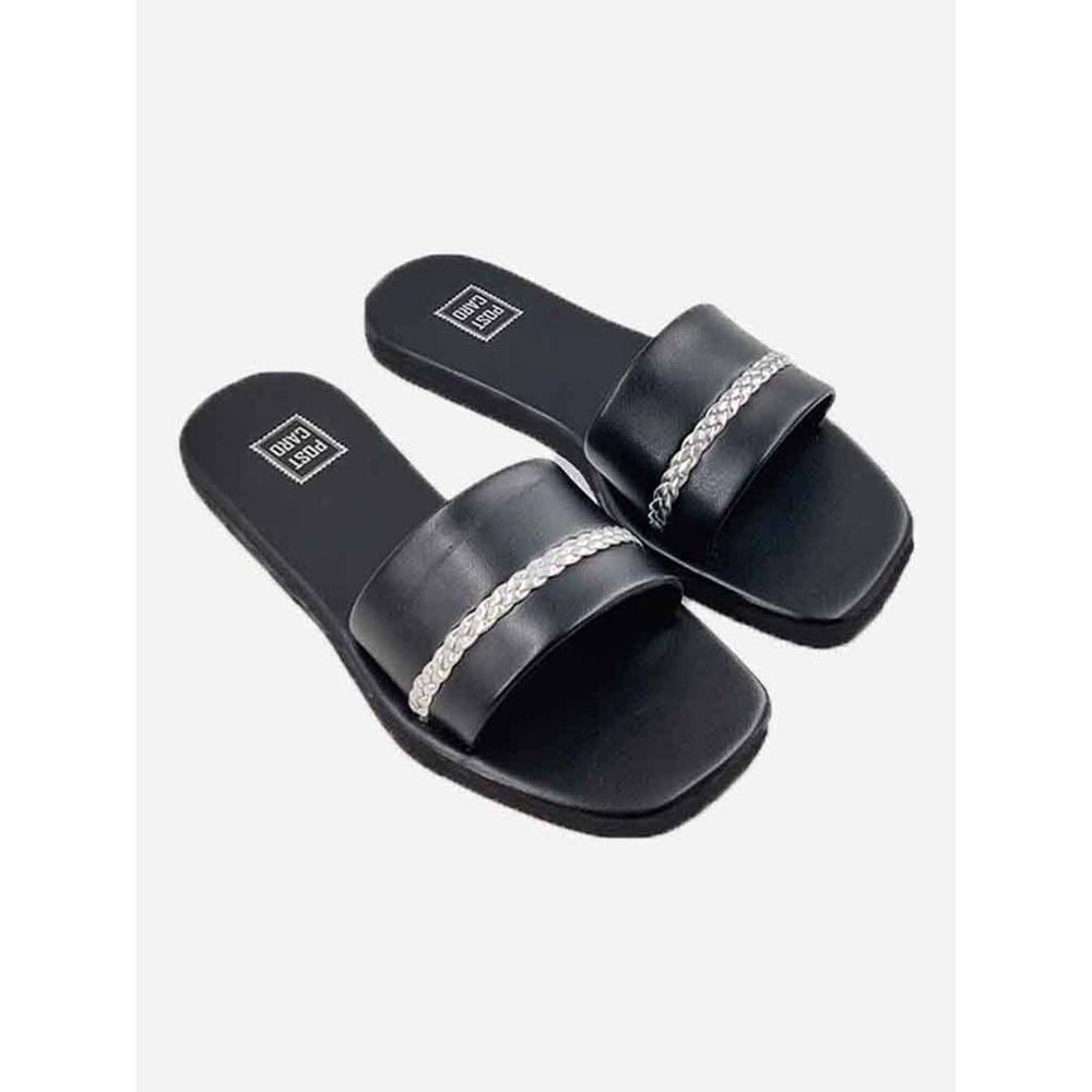 Post Card Black Solid Flats (UK 7)
