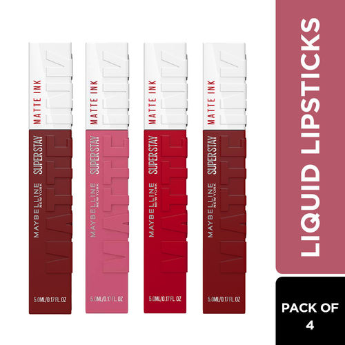 Maybelline New York Superstay Matte Ink Liquid Lipstick - Pack of 4