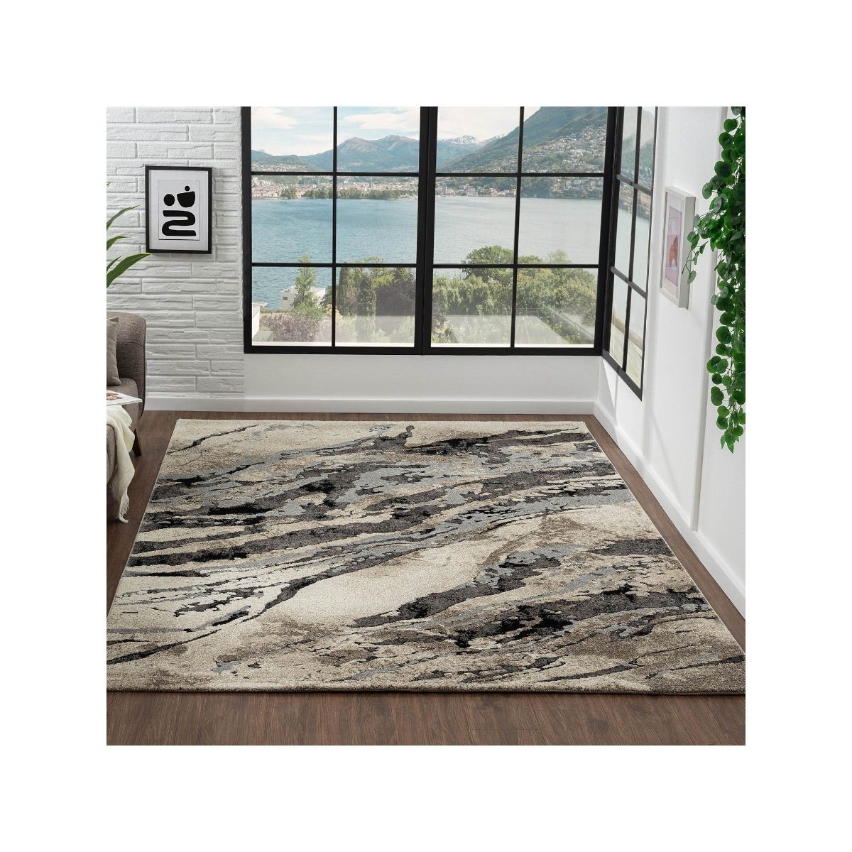 OBSESSIONS AntiStatic Machine Made Abstract Carpet, Mustard & Light