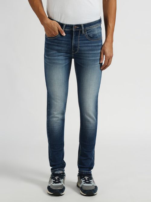 Buy Pepe Jeans Blue Mid Rise Skinny Gym indigo Jeans Online - Main Image