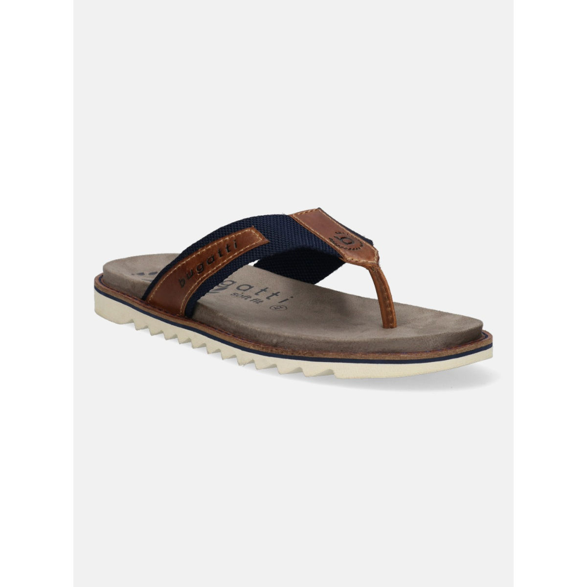 Buy Bugatti Mens Dark Blue Cognac Thong Sandals Online