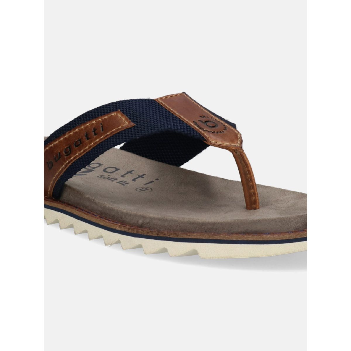 Buy Bugatti Mens Dark Blue Cognac Thong Sandals Online