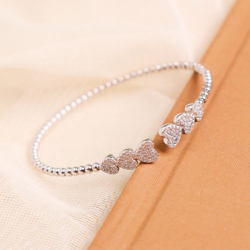 SILBERRY 925 Sterling Silver Triple-Love Kada For Womens And Girls