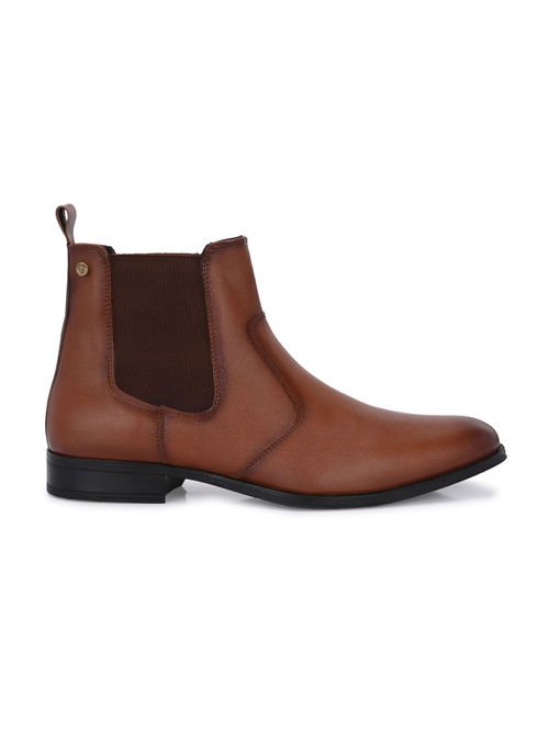 Buy Delize Tan Men Vegan Leather Chelsea Boots Online