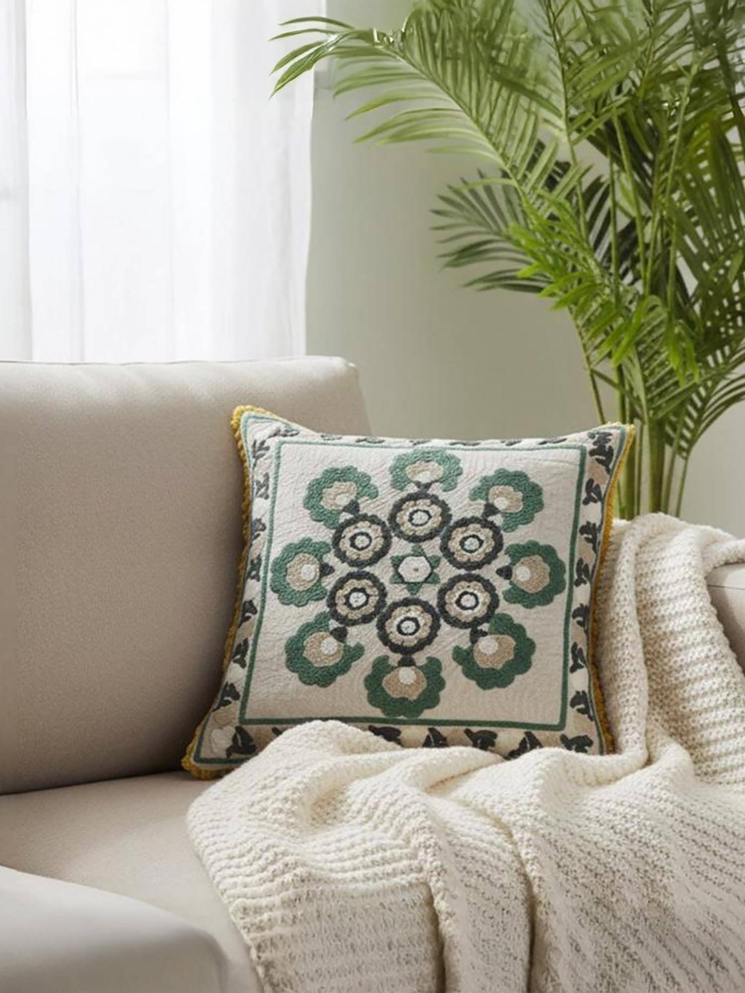 BELIHODE Mandala Charm Floral Cushion Covers (16x16 inches)