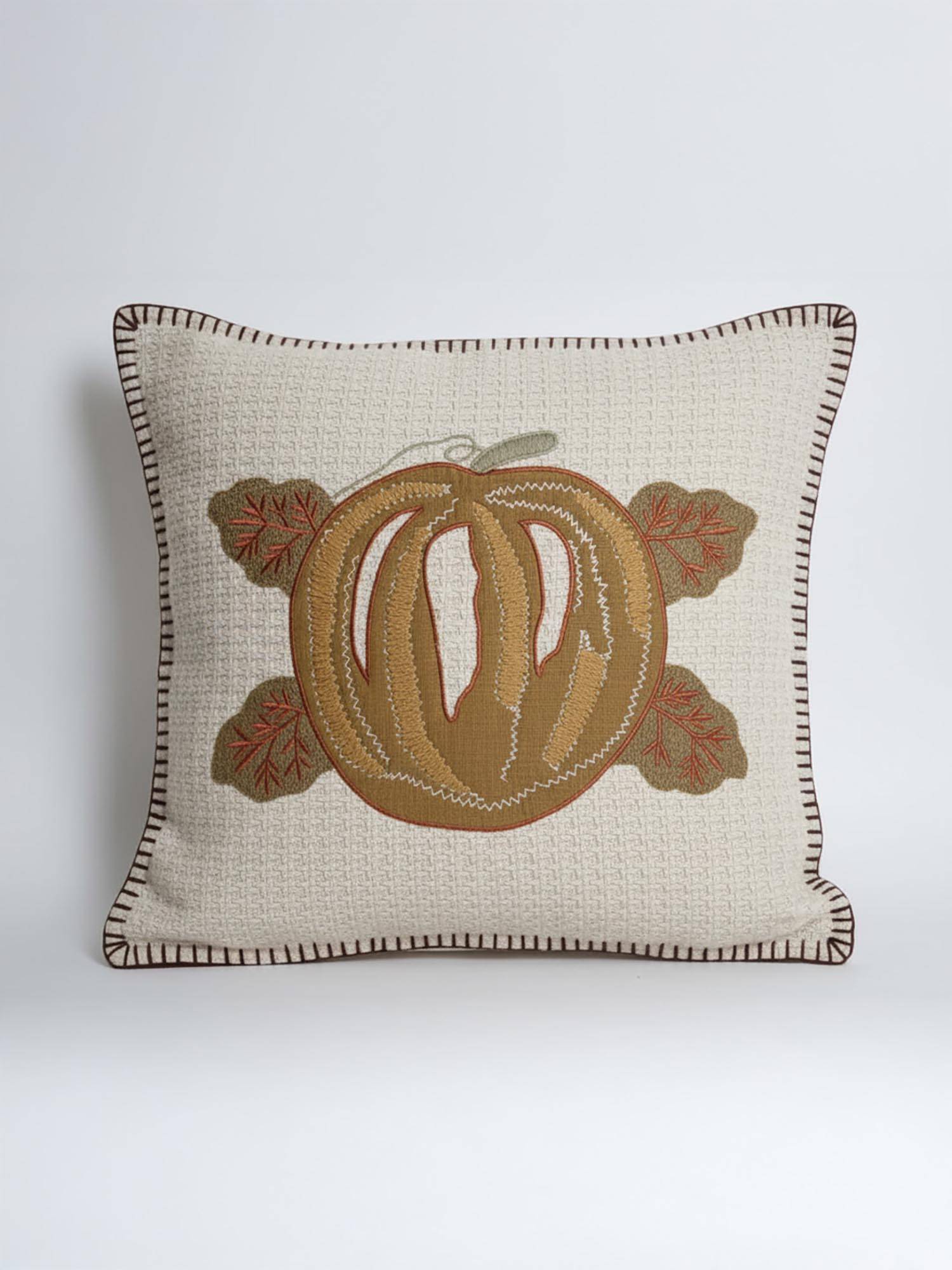 BELIHODE Beige Spellbound Pumpkin Lumbar Cushion Cover (16 x 16 Inches)