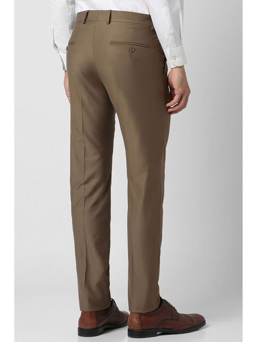 Buy Van Heusen Men Brown Solid Ultra Slim Fit Trousers Online