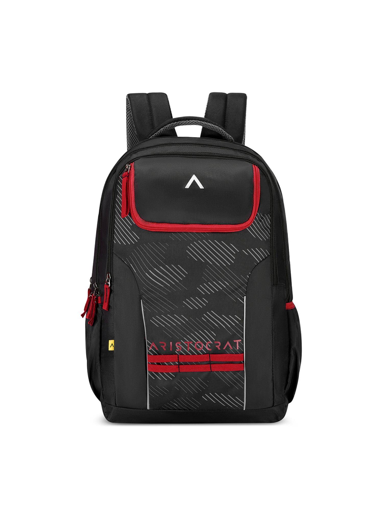 Aristocrat Unisex Black Graphic Printed Backpack