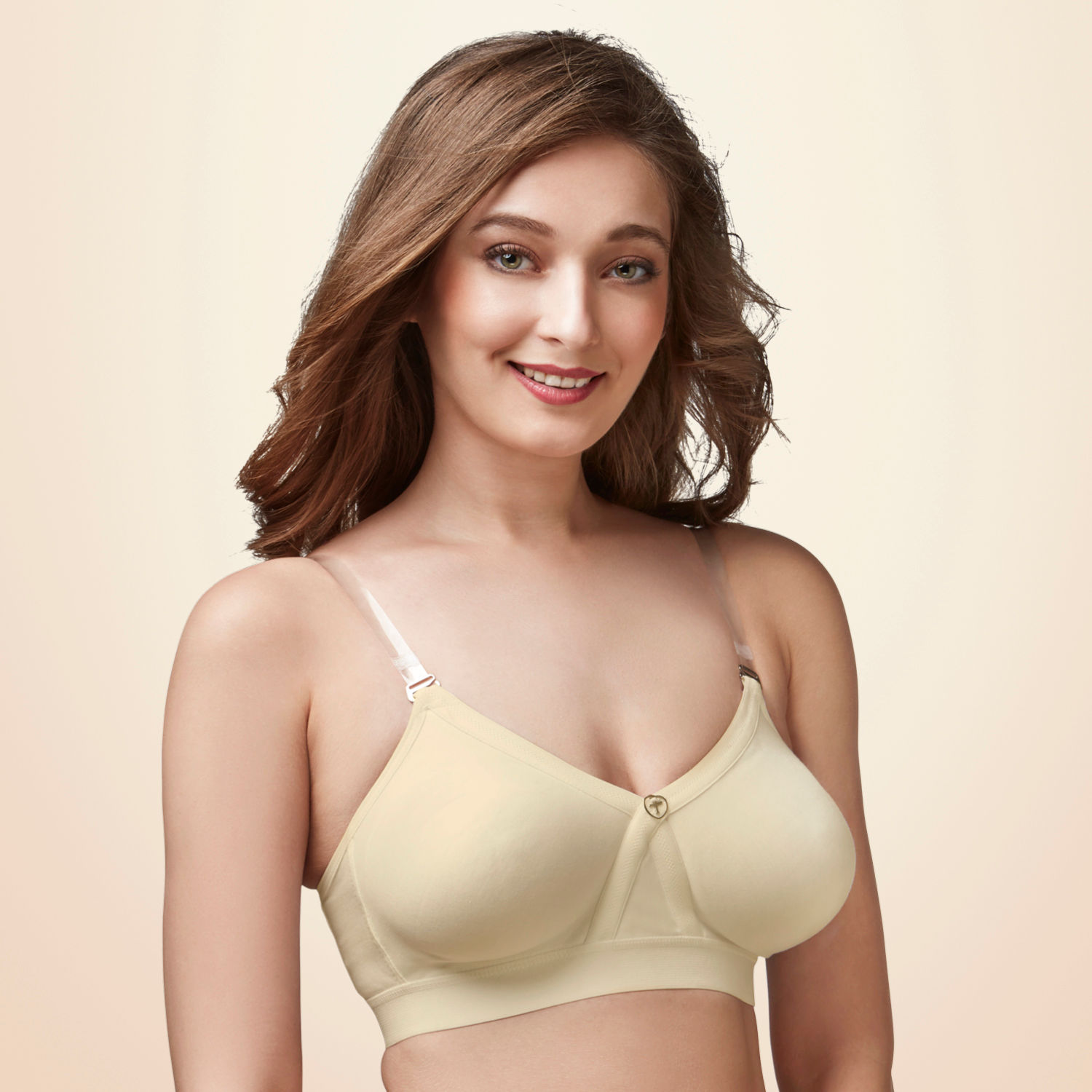 Trylo Alpa Stp Moulded Non-padded Double Layered T Shirt Bra, Full Coverage  Bra - Nude (38G)