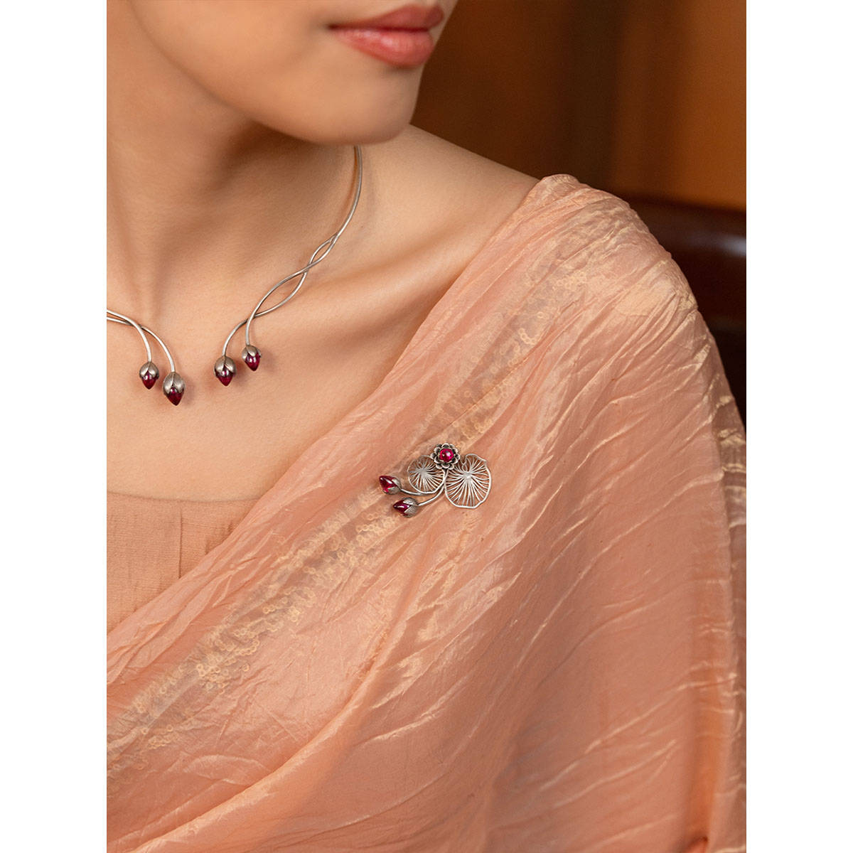 925 Silver Shaya by CaratLane Oxidised Rise Above Apathy Brooch In