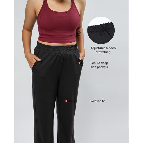 Buy Bliss Club Women Black On-The-Go Track Pants with 2 Secure