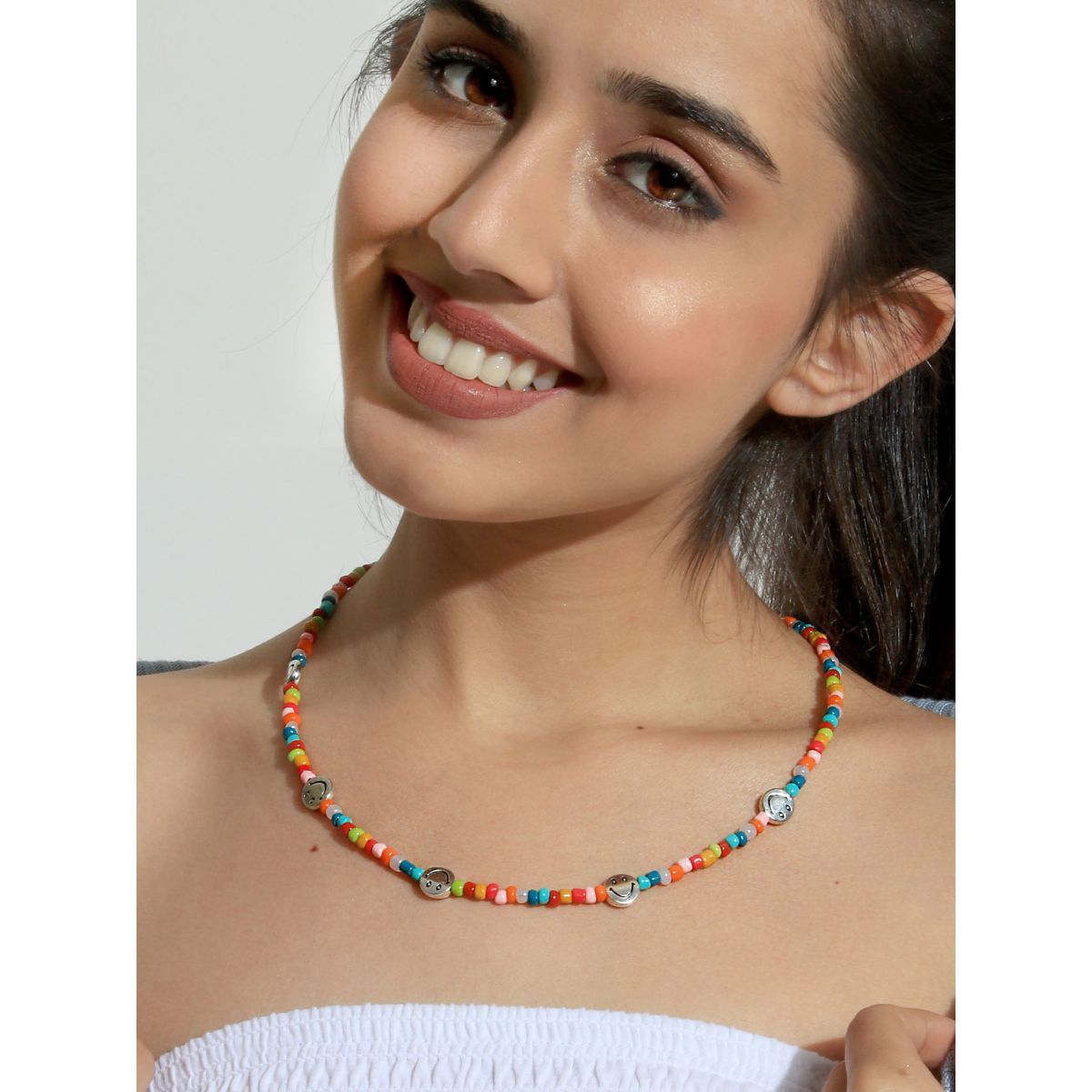 smiley face choker necklace