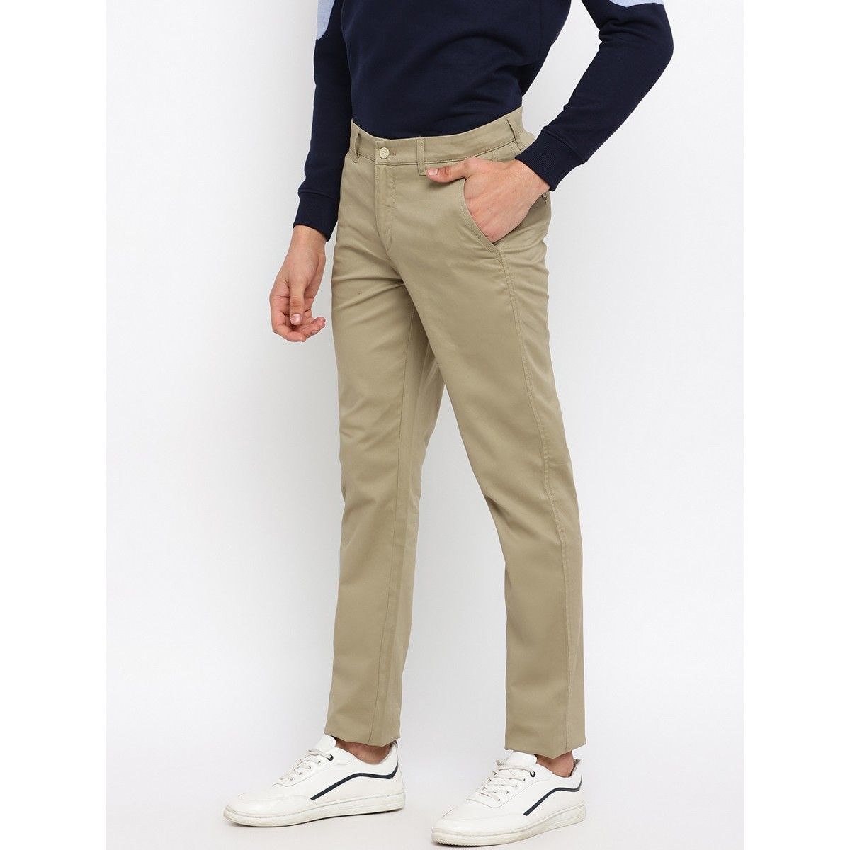 Buy Cantabil Men Navy Blue Formal Trouser Online