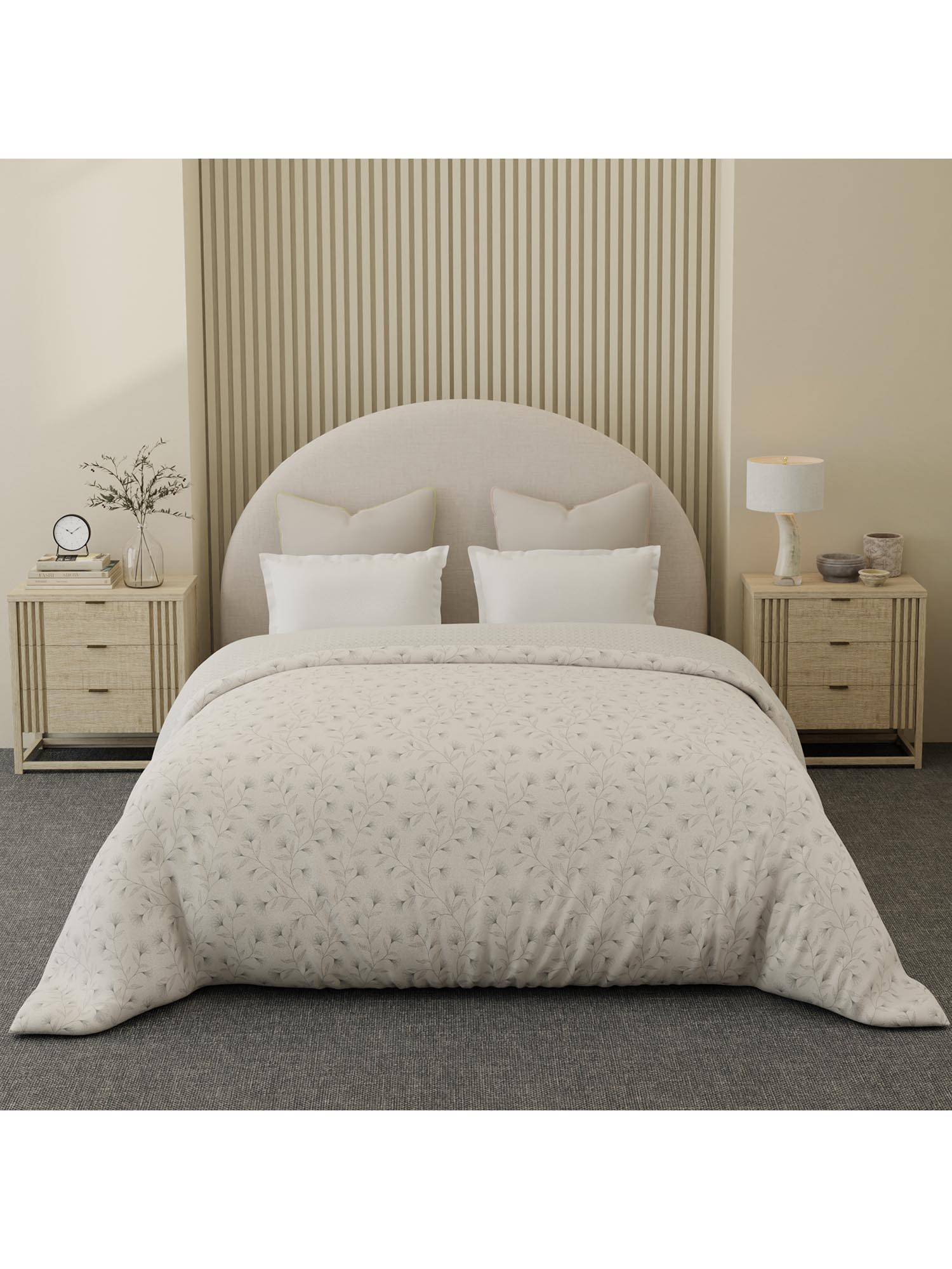 Boutique Living Cottage Garden Cotton 300 TC Grey Floral Reversible Comforter (Double)