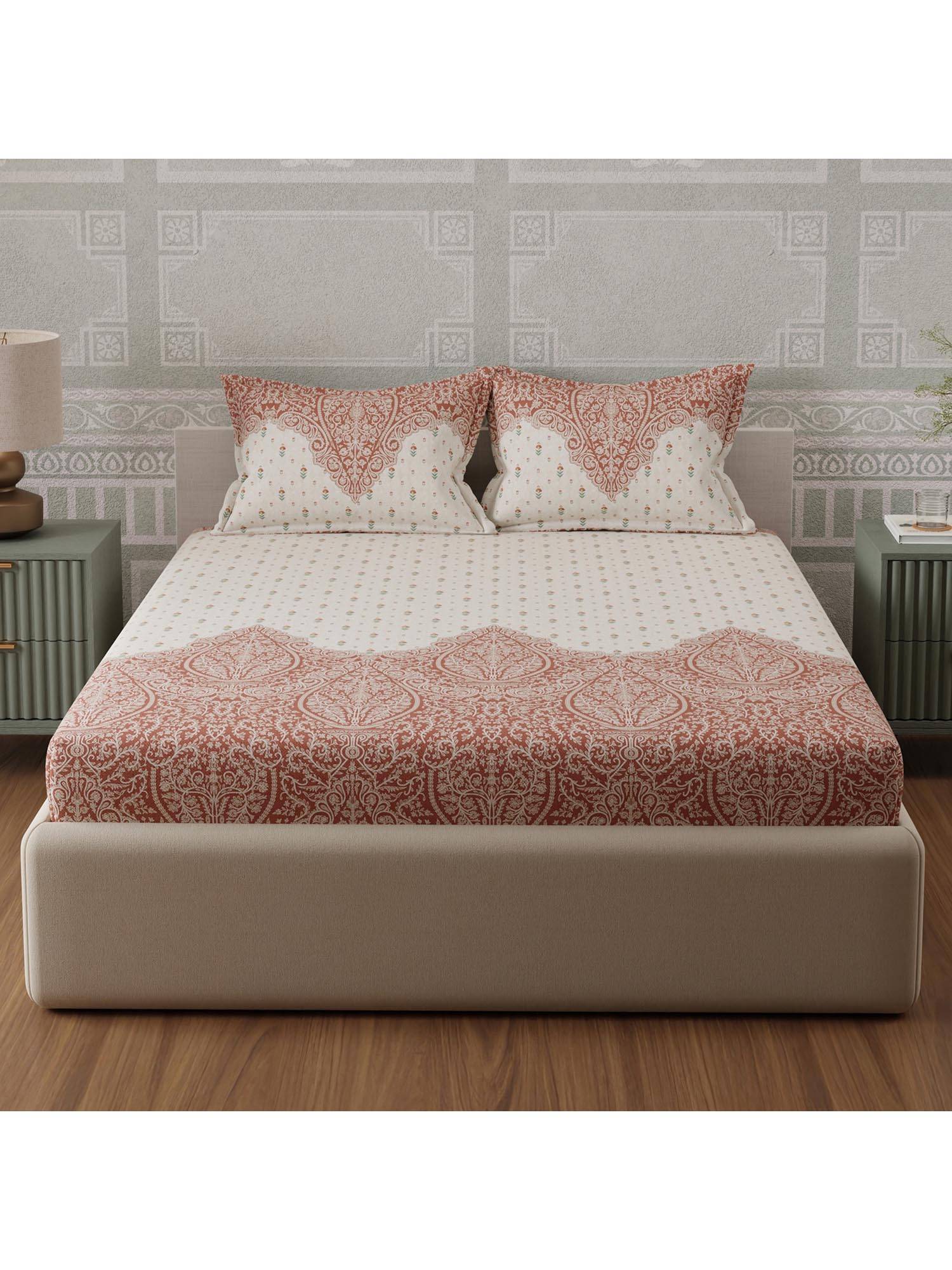 Boutique Living Gardenia Augusta Vintage 300 TC Off White Bedsheet With 2 Pillow Covers (King)
