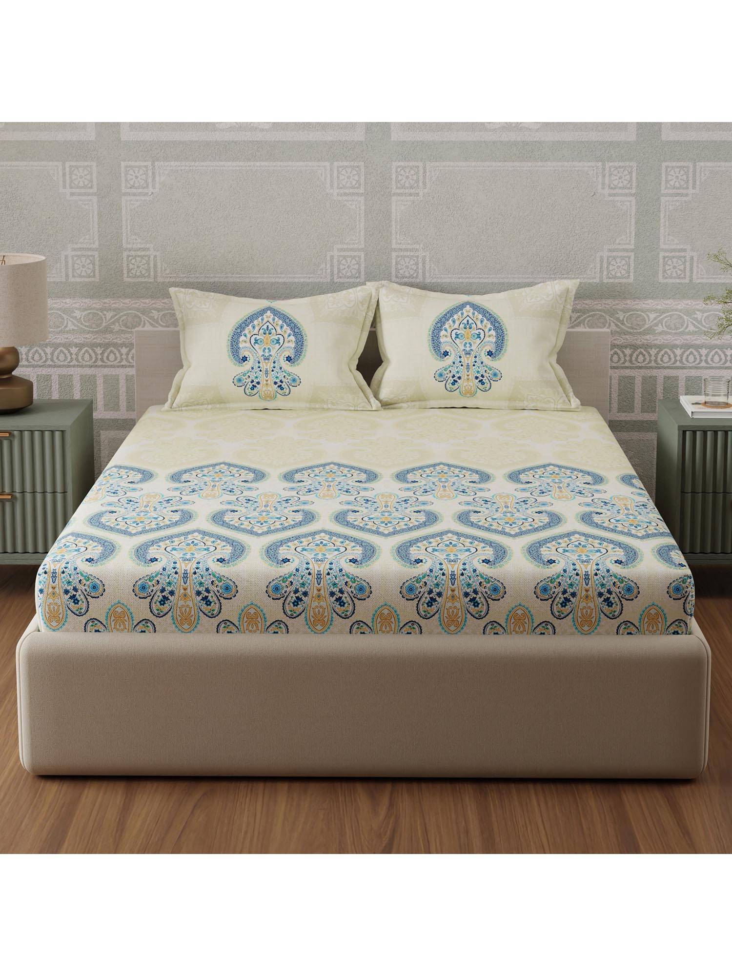 Boutique Living Gardenia Augusta Vintage 300 TC Cream Bedsheet With 2 Pillow Covers (King)