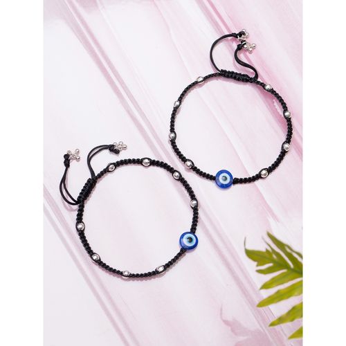 Black Silver 925 Adjustable Evil eye Thread Anklet Black and Silver Online  in India, Buy at Best Price from  - 12612142