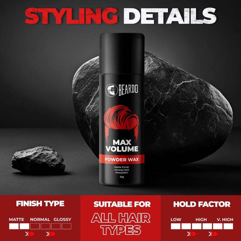 Beardo Max Volume Hair Powder Wax Matte Finish Strong Hold Restylable