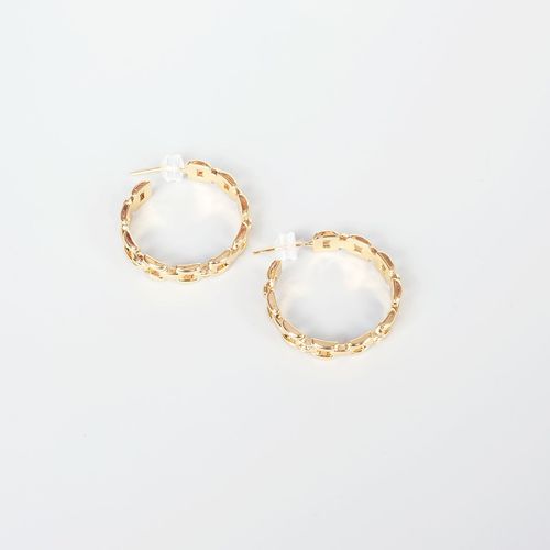 Buy Niscka Fancy Gold-Plated Interlock Pattern Round Hoops Earring