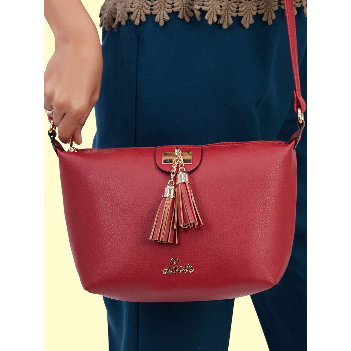 Buy Lavie Marma Tassel Sling For Women Red Online