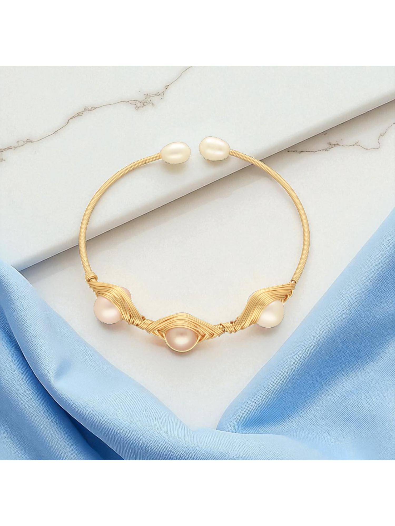 Sri Jagdamba Pearls Pastel Pink Lacy Pearl Bracelet