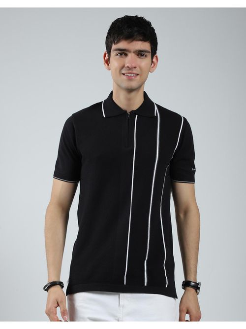 Buy Monte Carlo Mens Black Collar Neck Half Sleeve T-shirt Online